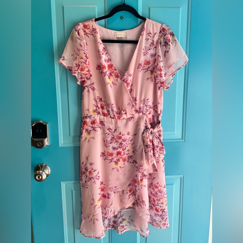 Altar’d State Pink Floral Faux Wrap Dress